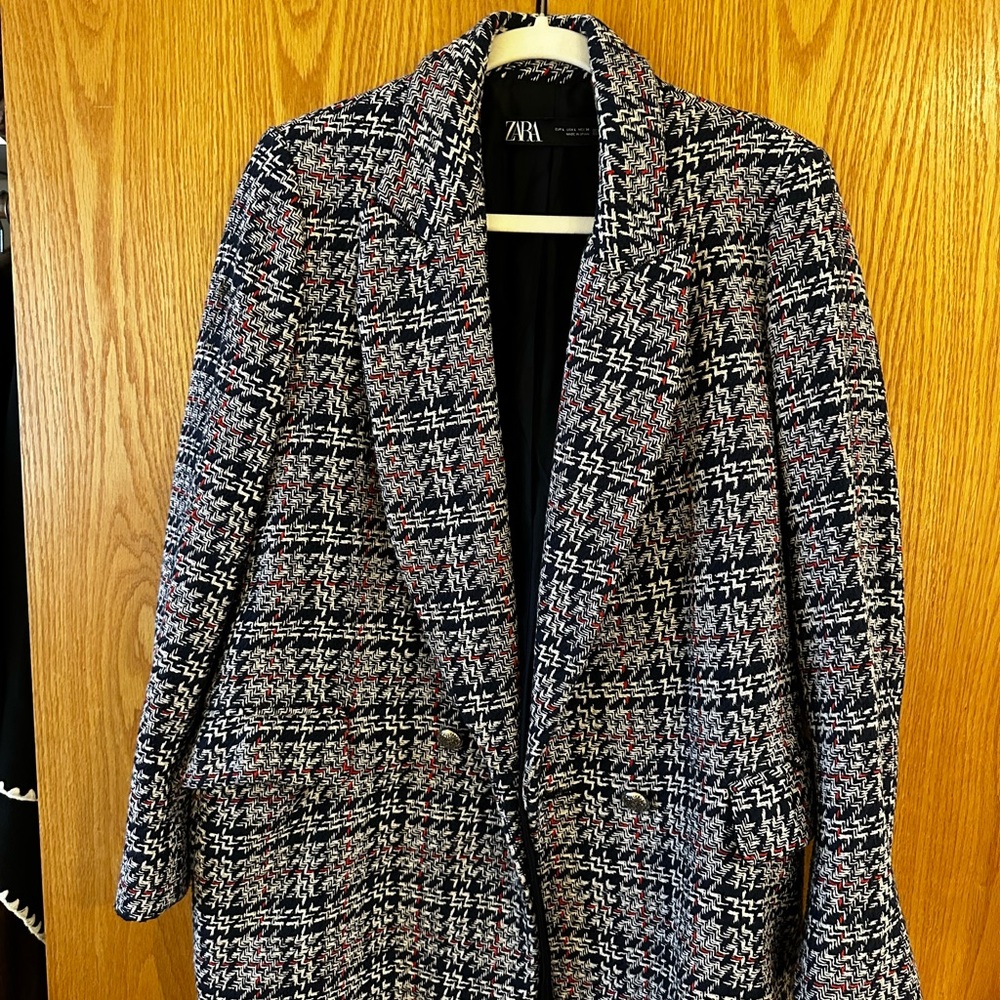 Zara Women's Multicolor Tweed Blazer